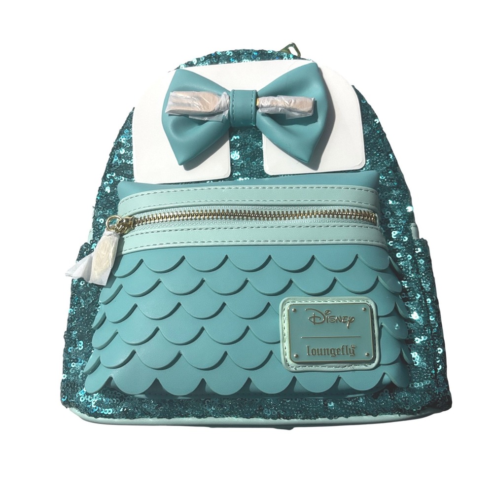Loungefly Disney Little Mermaid Ariel Sequins Mini Backpack Teal Fork Scales